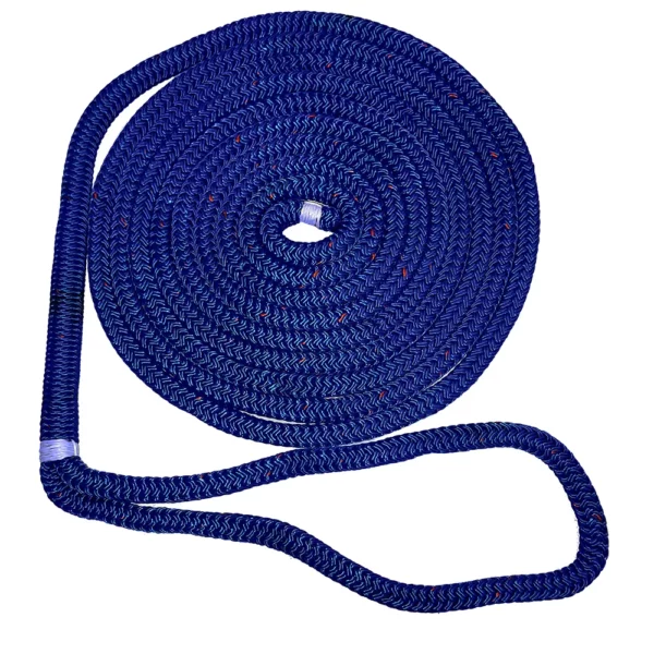 New England Ropes 1-2" Double Braid Dock Line - Blue w-Tracer - 25'
