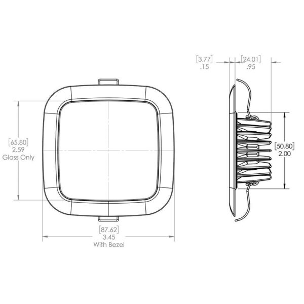 Lumitec Square Mirage Down Light - White Dimming, Red-Blue Non-Dimming - Polished Bezel - Image 3