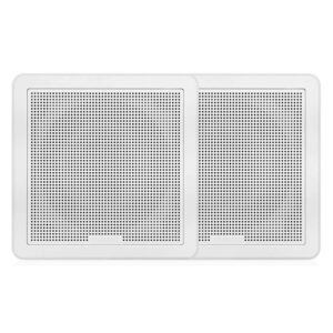 FUSION FM-F77SW FM Series 7.7" Flush Mount Square Marine Speakers - White Grill - 200W