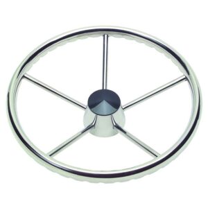 Schmitt Marine 170 Finger Grip Destroyer 5-Spoke 13.5" Stainless Steel Cap 3-4" Tapered Shaft w-Knob