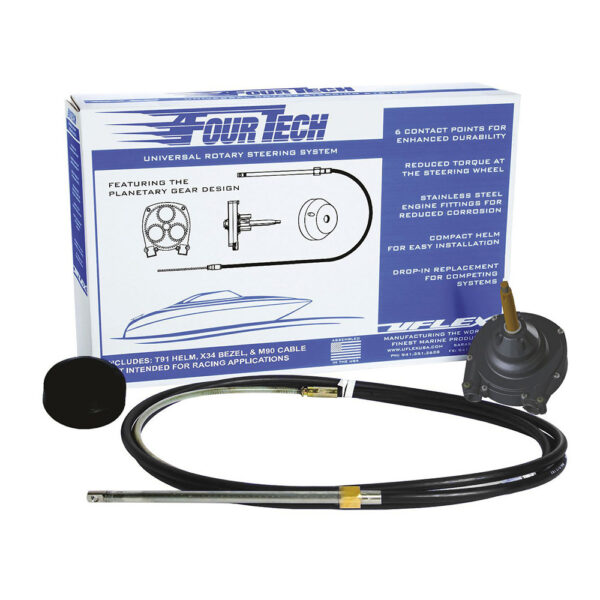 Uflex Fourtech 6' Black Mach Rotary Steering System w-Helm, Bezel & Cable