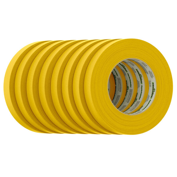 FrogTape CP 225 Medium-High Adhesion Masking Tape - 18MM x 55M x 8-Pack - Gold - Rated for 225F - Image 2